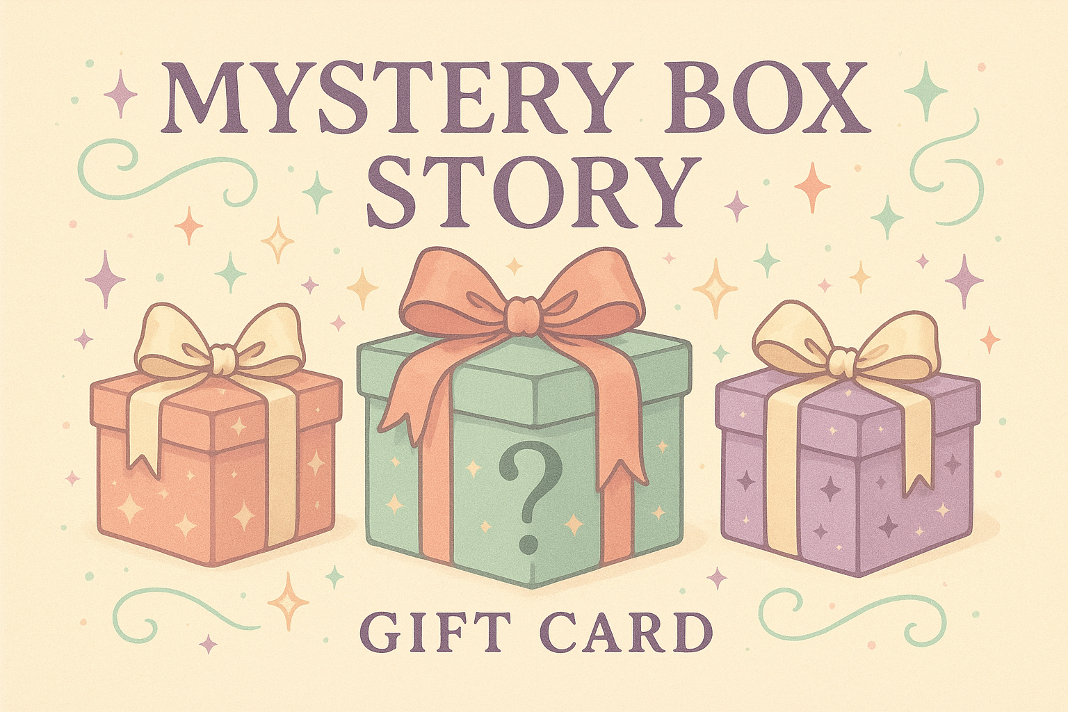Carte cadeau mystery box story couleur pastel